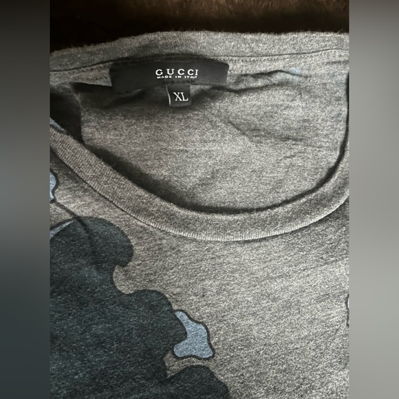 GUCCI Mens Large T Shirt grey with blue tone flowers 100% cotton - Picture 5 of 5